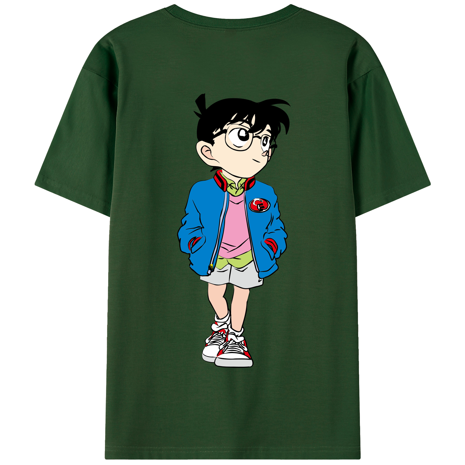 （画像用） 名探偵コナン 江戸川 コナン Detective Conan Conan Edogawa 綿100％半袖Tシャツ（背面プリント）